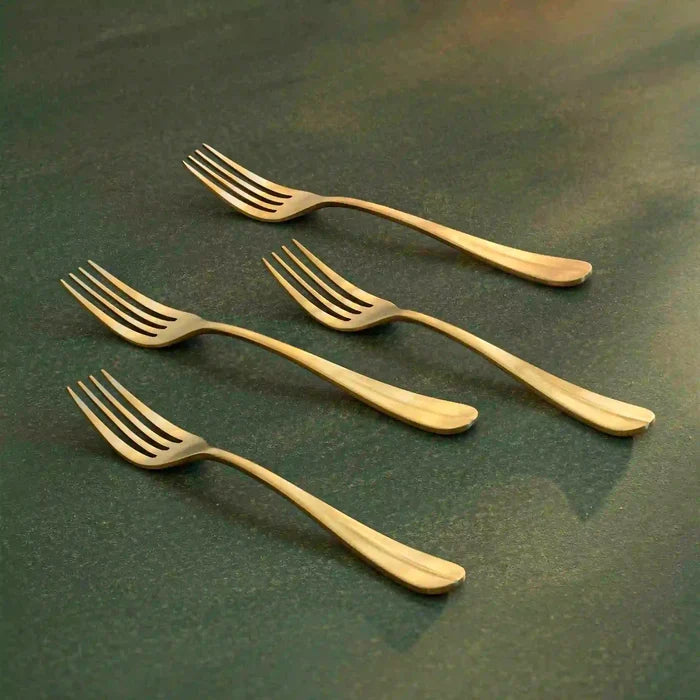 Champagne gold dinner fork - set of four