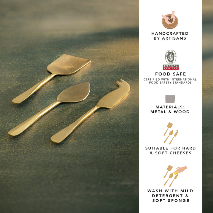 Cheese Set of 3 Champagne Gold Matt Finish
