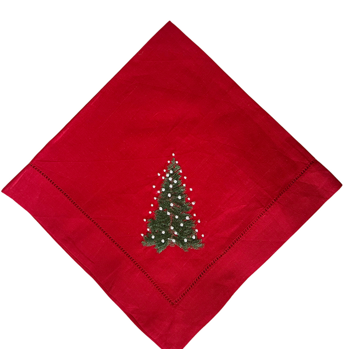 Christmas Tree Red Dinner Napkins Set/4