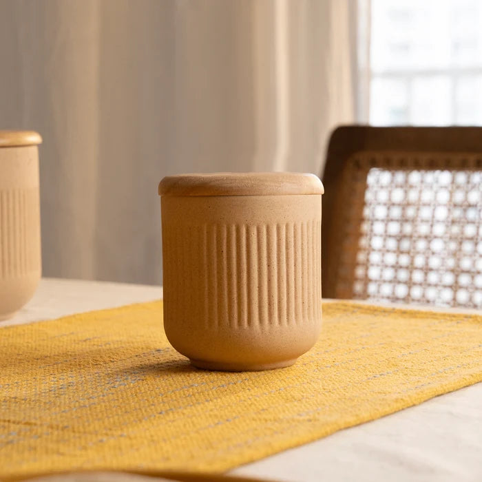 Classic Beige Ceramic Jar - Small