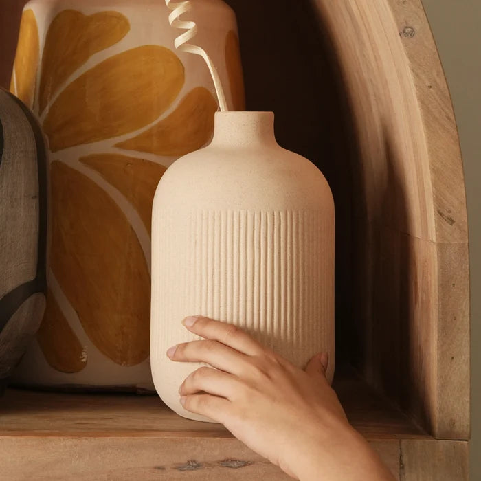 Classic Beige Ceramic Vase - Tall