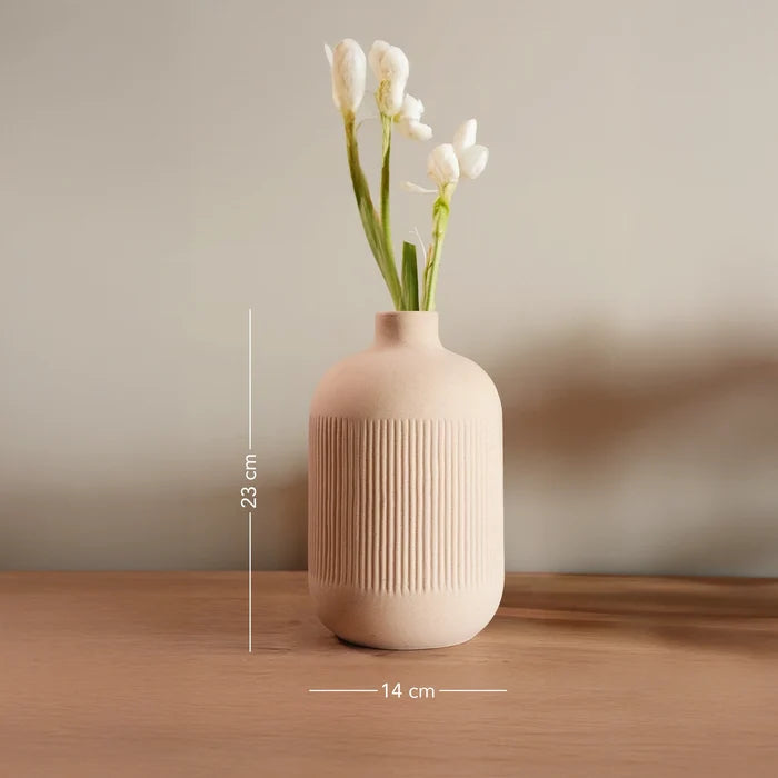 Classic Beige Ceramic Vase - Tall