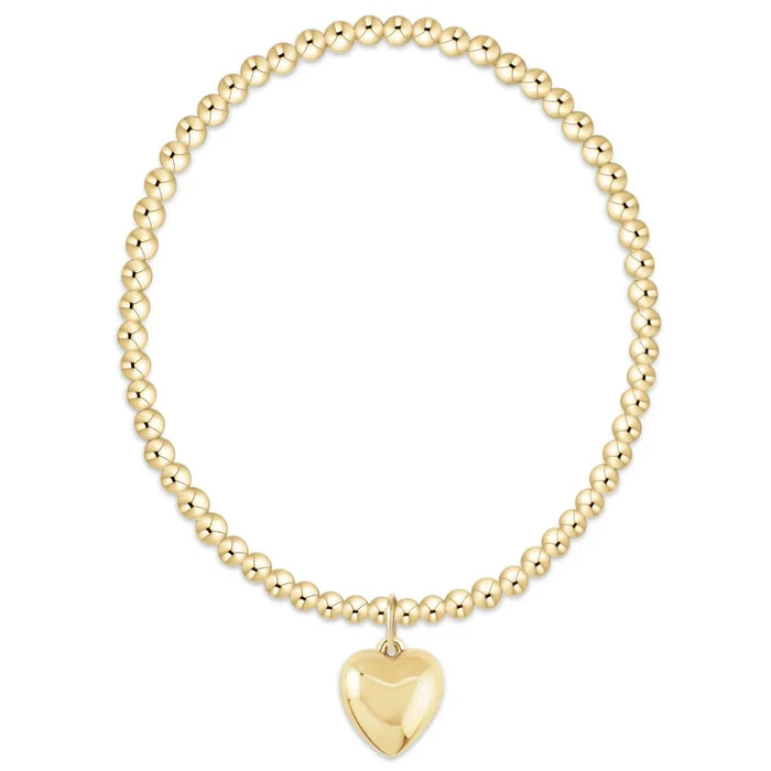 Classic gold 3mm bracelet - love plush gold charm
