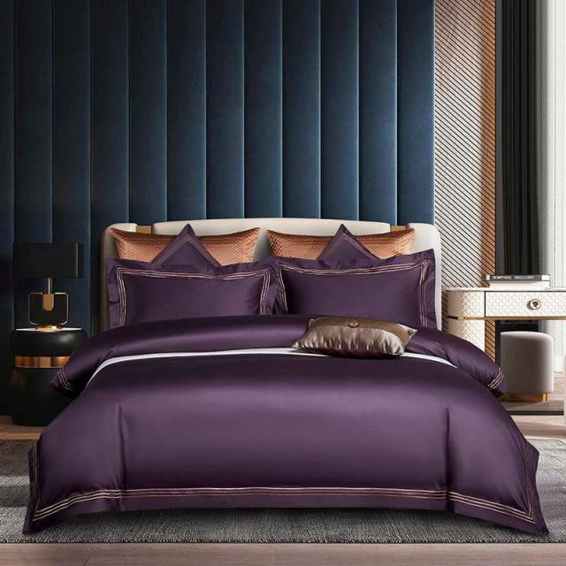 Classic Shae Egyptian Cotton Duvet Cover Set - color 7 / Fitted Bed Sheet / King size 4pcs - Level Decor