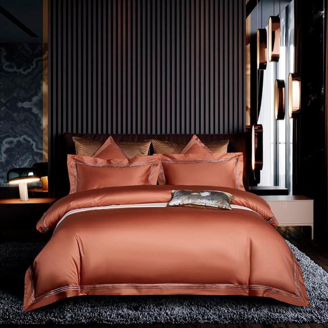 Classic Shae Egyptian Cotton Duvet Cover Set - color 8 / Fitted Bed Sheet / King size 4pcs - Level Decor