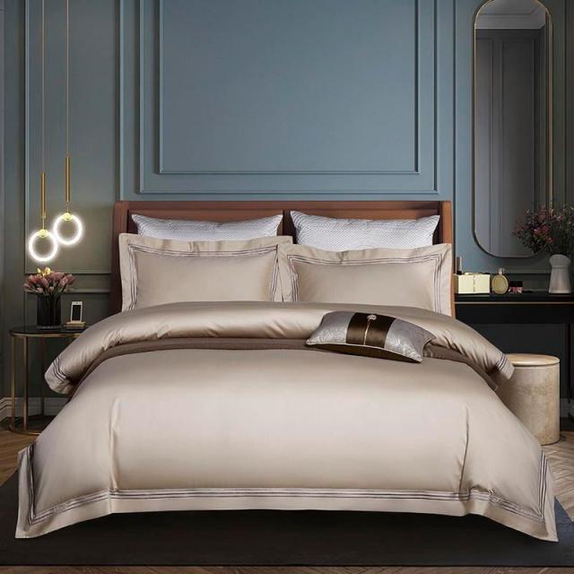 Classic Shae Egyptian Cotton Duvet Cover Set - color 5 / Fitted Bed Sheet / King size 4pcs - Level Decor