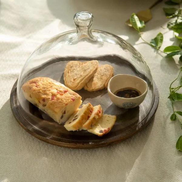 Clove Glass Cloche W/ Wooden Base - ellementry