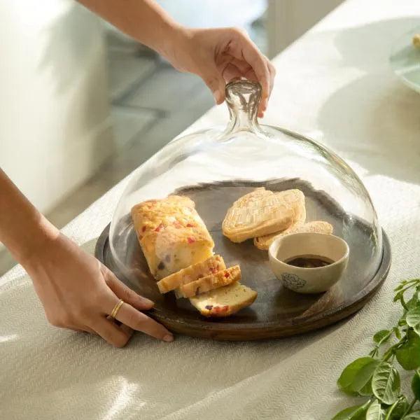 Clove Glass Cloche W/ Wooden Base - ellementry