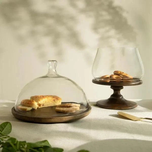 Clove Glass Cloche W/ Wooden Base - ellementry