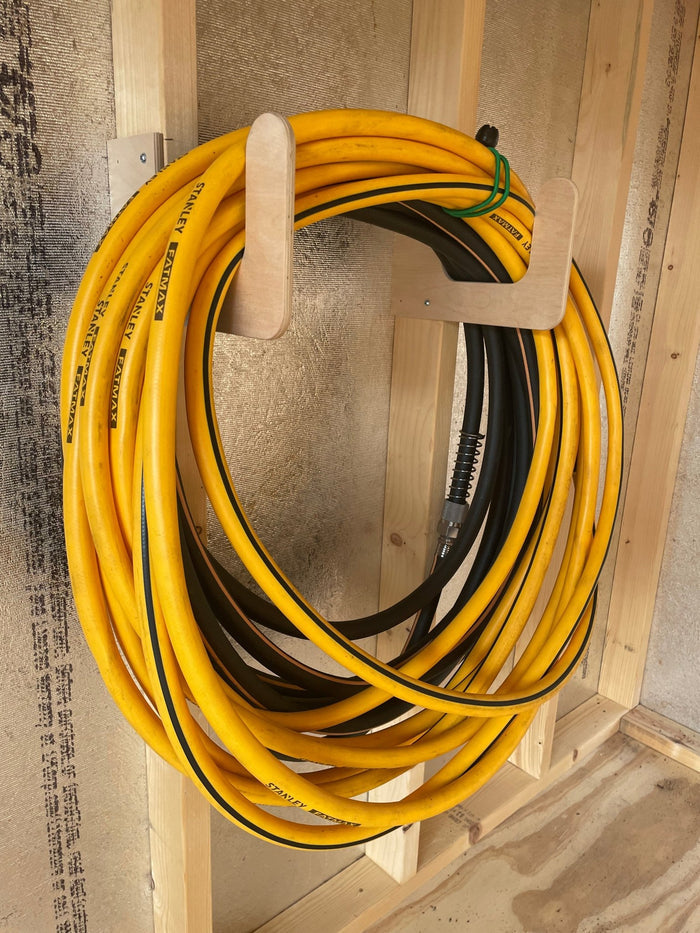 Keep your hoses and extension cords organize properly. Complete Shed Organization Kit by HangThis Up.