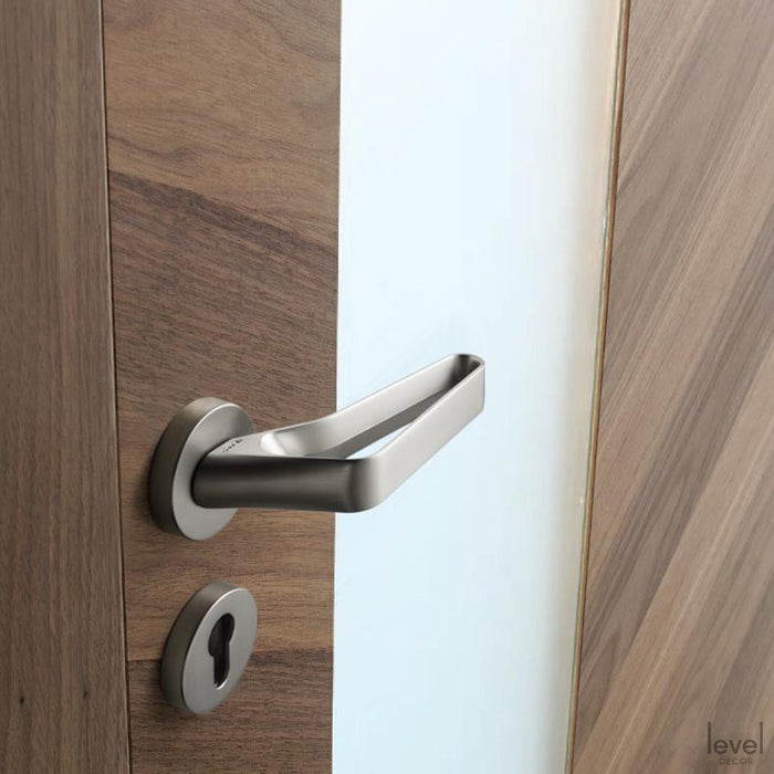 Contemporary Nickel Door Handle - Level Decor