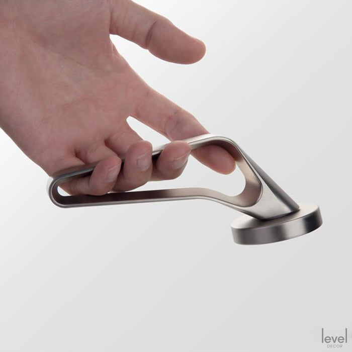 Contemporary Nickel Door Handle - Level Decor