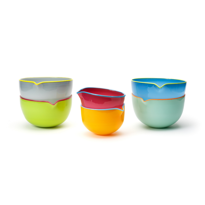 Corn Flower Blue Spouted Glass Bowl, Medium