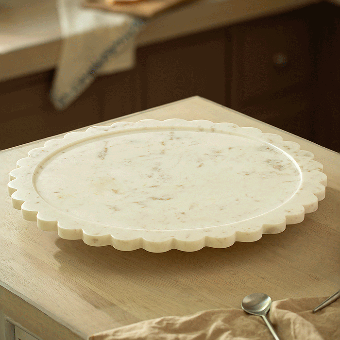 Crescent Lazy Susan with Wooden Base