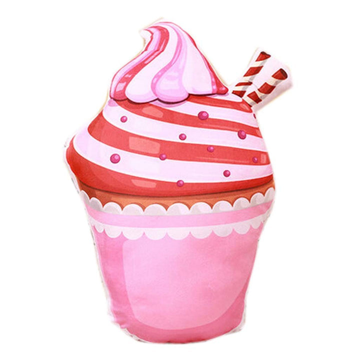 Cutesy Pink Swirl Cupcake Plush Stuffed Throw Pillow Doba