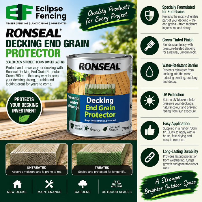 Decking End Grain Protector Green 750ml – Long-Lasting Protection for Decking Ends-Eclipse Fencing