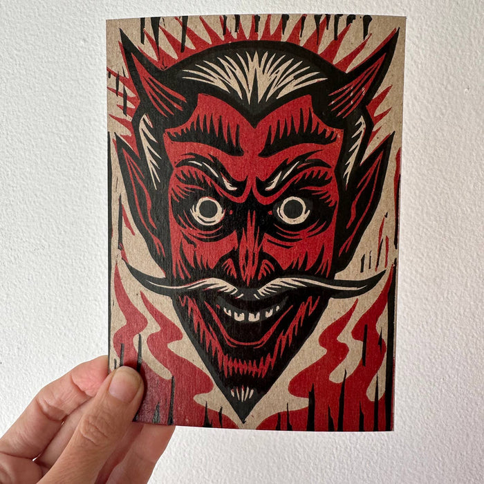 Devil Postcard / Miniprint: Letterpress, Linocut