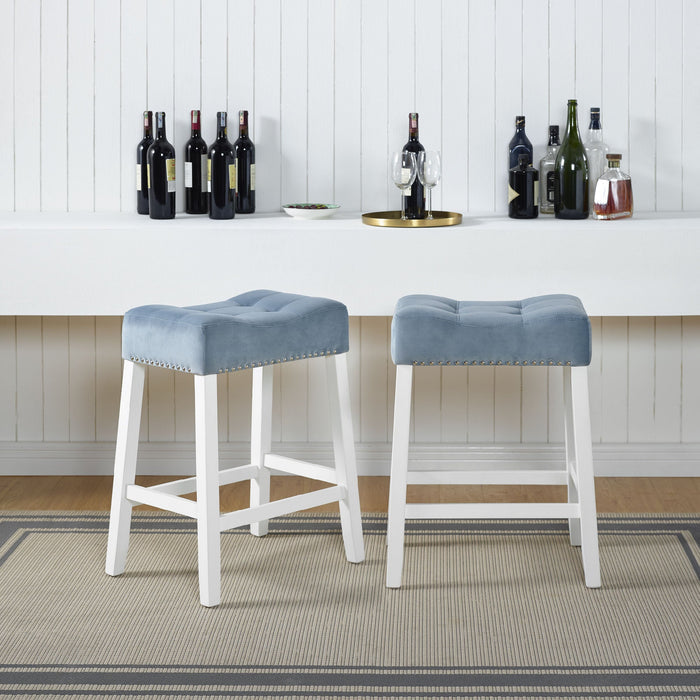 Devonshire Set of 2 Tufted Saddle Seat Stools Doba