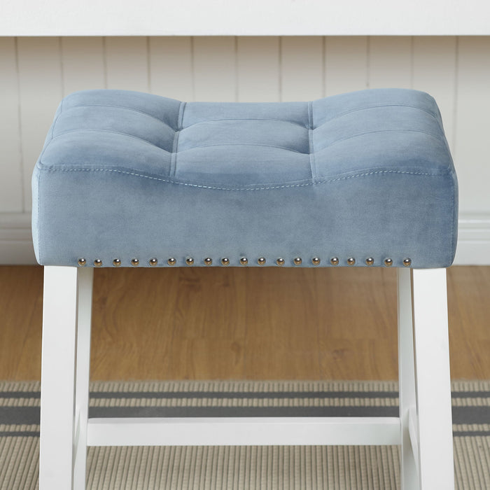 Devonshire Set of 2 Tufted Saddle Seat Stools Doba