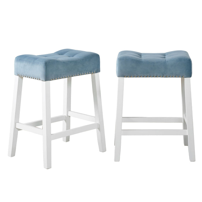 Devonshire Set of 2 Tufted Saddle Seat Stools Doba