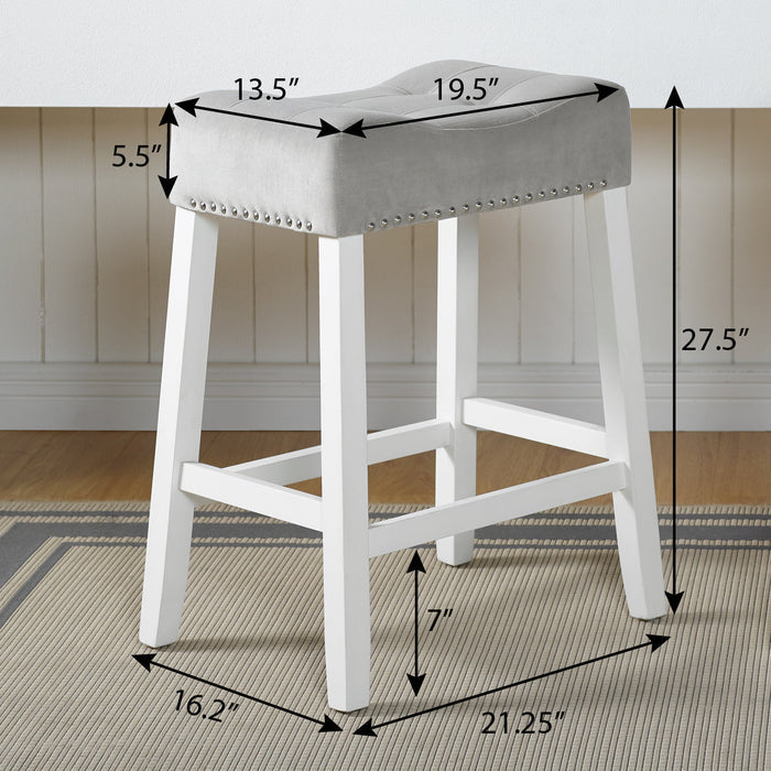 Devonshire Set of 2 Tufted Saddle Seat Stools Doba