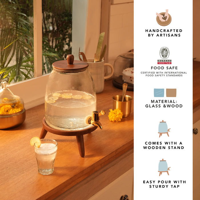 Dew Water Dispenser With Wooden Stand - 3 Ltr