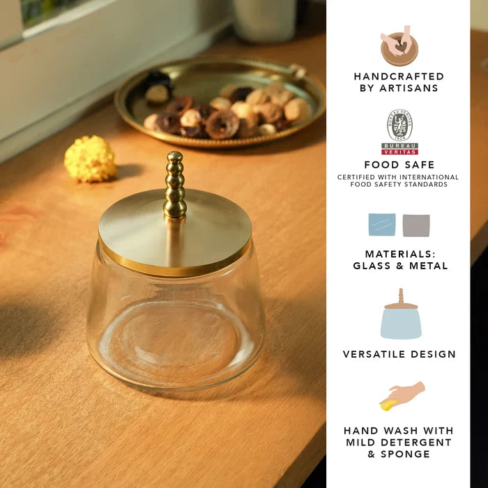 Dome glass jar with metal Lid - Large
