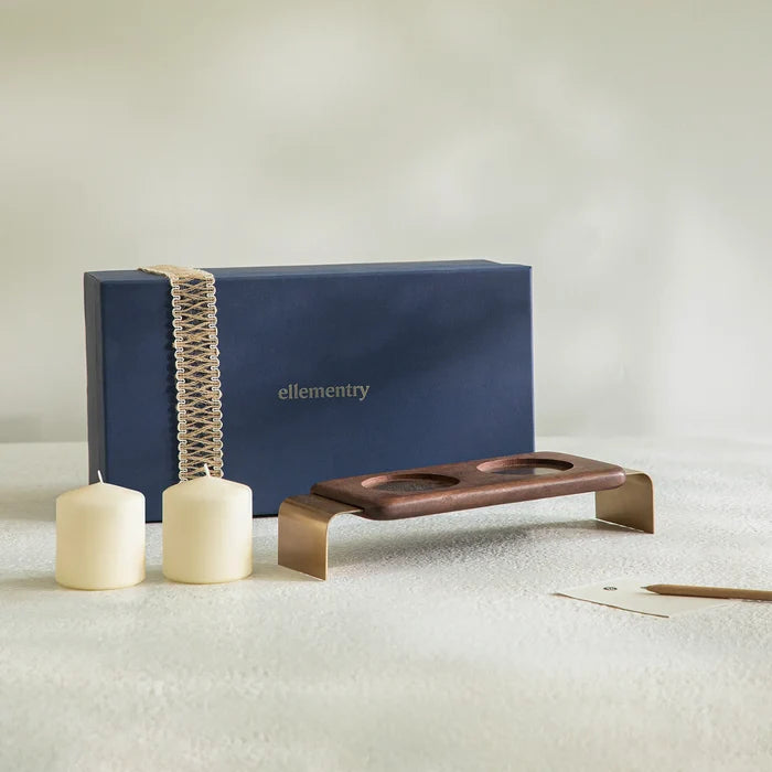 Double Pillar Candle Stand Gift Set - Large