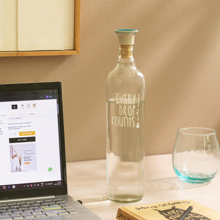 Drop Glass Water Bottle With Ceramic Stopper