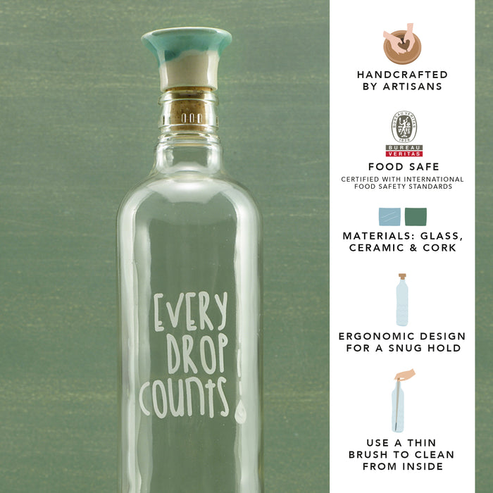 Drop Glass Water Bottle With Ceramic Stopper