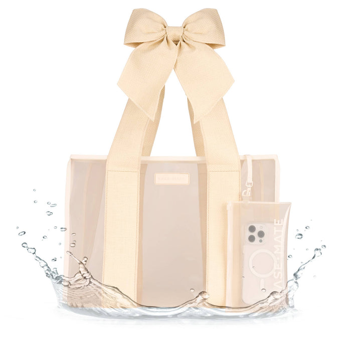 Ecru Raffia Bow Jelly Tote Bag by Case-Mate
