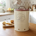 Egg Shell Metal Potato Storage Bin With Wooden Lid