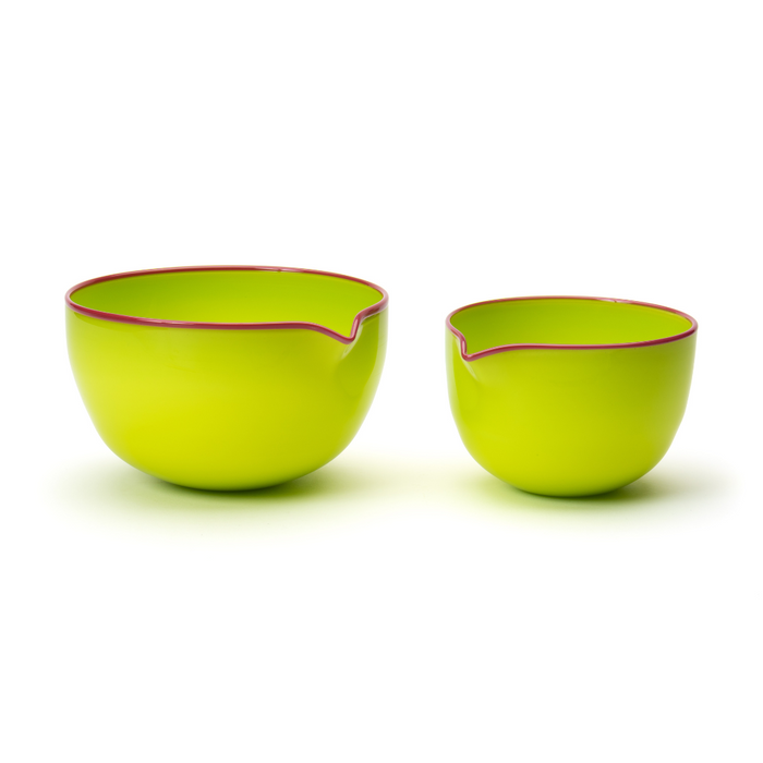 Electric Lime Spouted Glass Bowl, Small