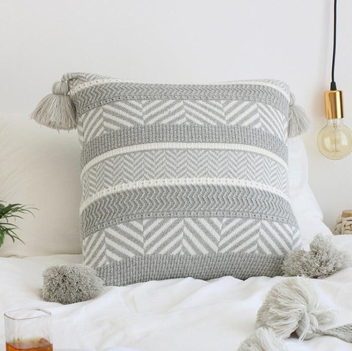 Embroidered Bohemian Throw Pillow with Tassels - Divine Heart L.A.