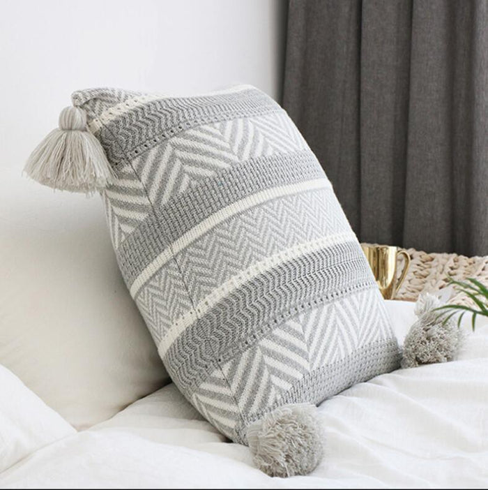 Embroidered Bohemian Throw Pillow with Tassels - Divine Heart L.A.
