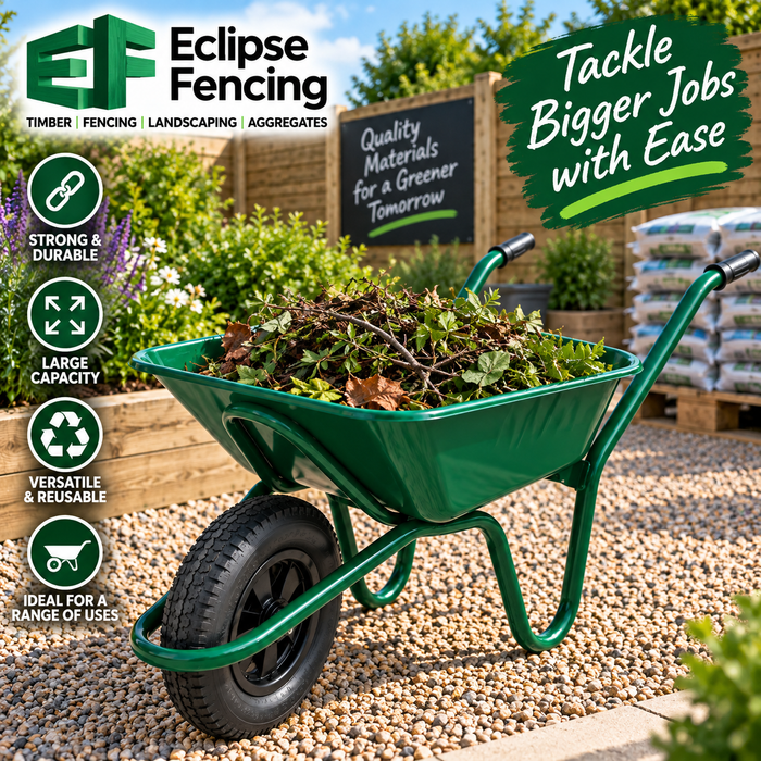 Endurance Heavy-Duty Wheelbarrow – 90L Professional Barrow-Eclipse Fencing