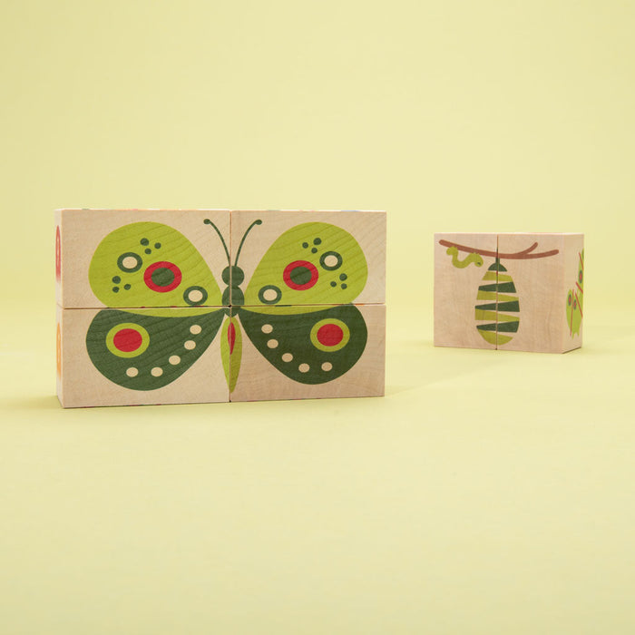 This floral frenzy is busting out with fun! Build your own garden scene. Six blocks feature tulips, colorful flowers, caterpillars, a butterfly, and more. Can you count the petals? How will you measure the inchworm with the ruler? More than colorful educational blocks, this artful set is a decorative puzzle, too. It’s blooming beautiful!  6 - 3 x 1.75 inch blocks