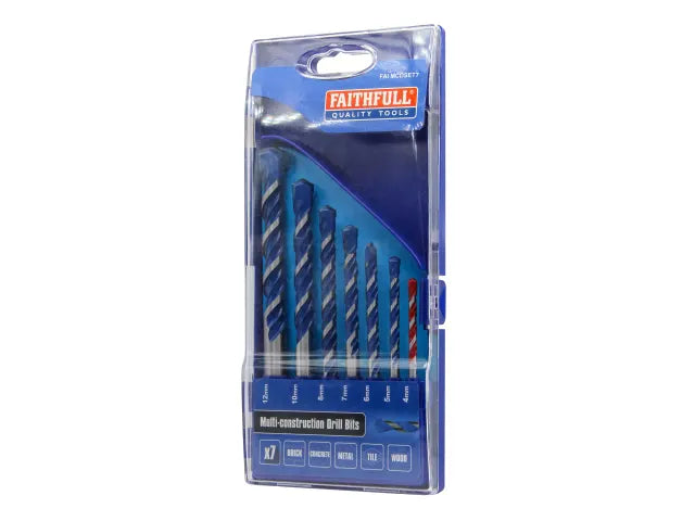 Faithfull 7-Piece Multi-Construction Drill Bit Set – Versatile Bits for All Materials-Eclipse Fencing