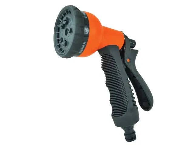 Faithfull 8-Pattern Adjustable Spray Gun – 1/2in Garden Hose Connector-Eclipse Fencing