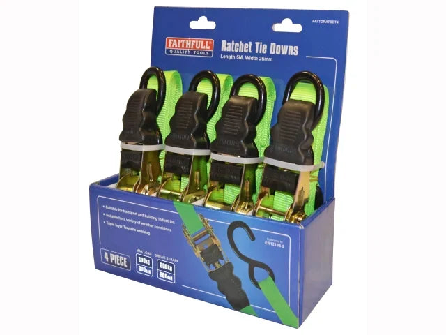 Faithfull Ratchet Tie-Downs – Strong, Durable & Weatherproof Load Securing-Eclipse Fencing