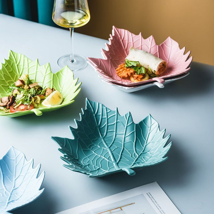 Fall Leaves Ceramic Snack Plate Collection At Home Designs