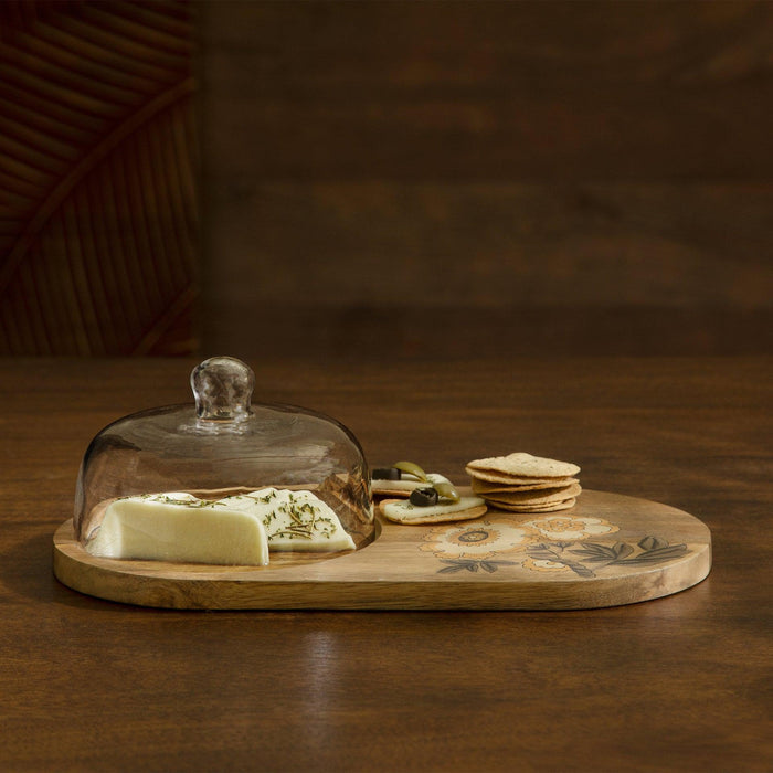 Fleur D'Or Platter with Glass Cloche