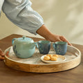 Floral Round Tray - Blue