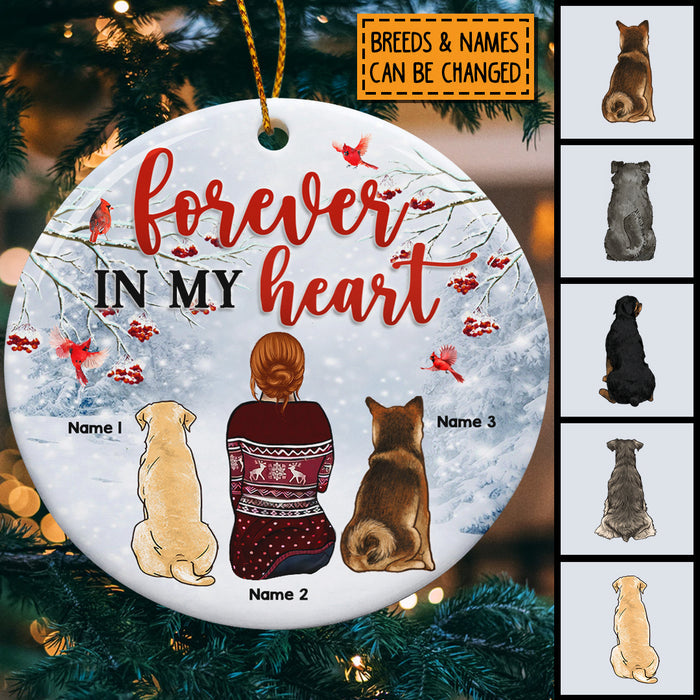 Forever In My Heart Freezing Cold Circle Ceramic Ornament - Personalized Dog Lovers Decorative Christmas Ornament