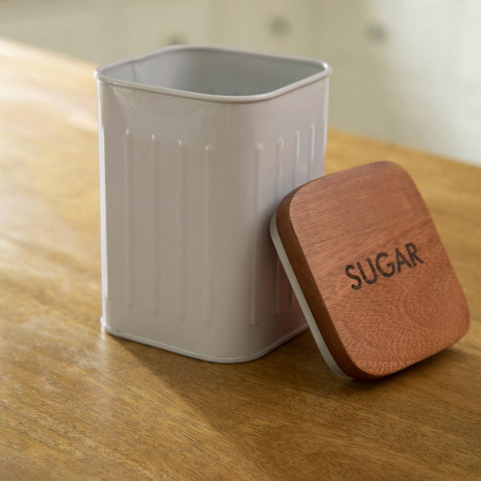 Foursquare Sugar Container With Wooden Lid