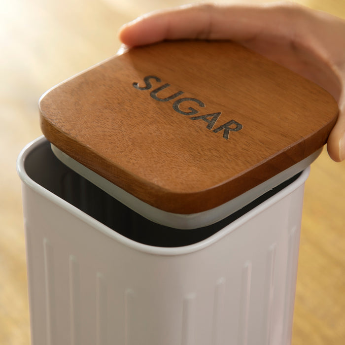 Foursquare Sugar Container With Wooden Lid