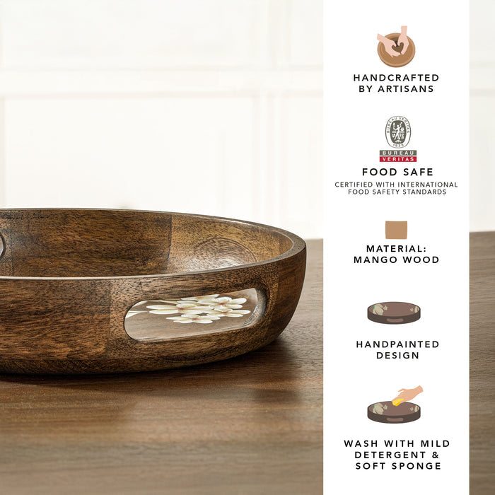 Frangipani Circular Wooden Tray