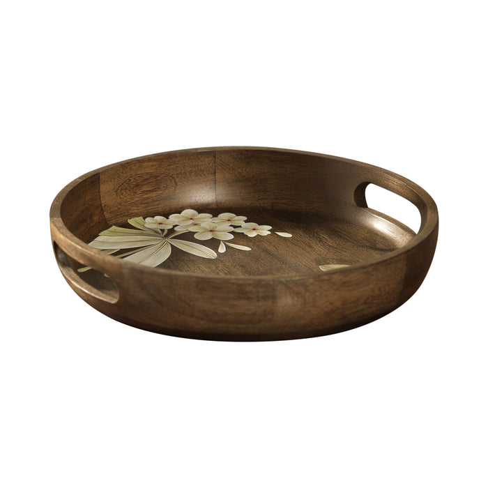 Frangipani Circular Wooden Tray
