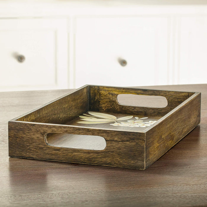 frangipani rectangle wooden tray