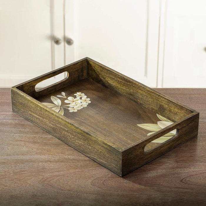 frangipani rectangle wooden tray